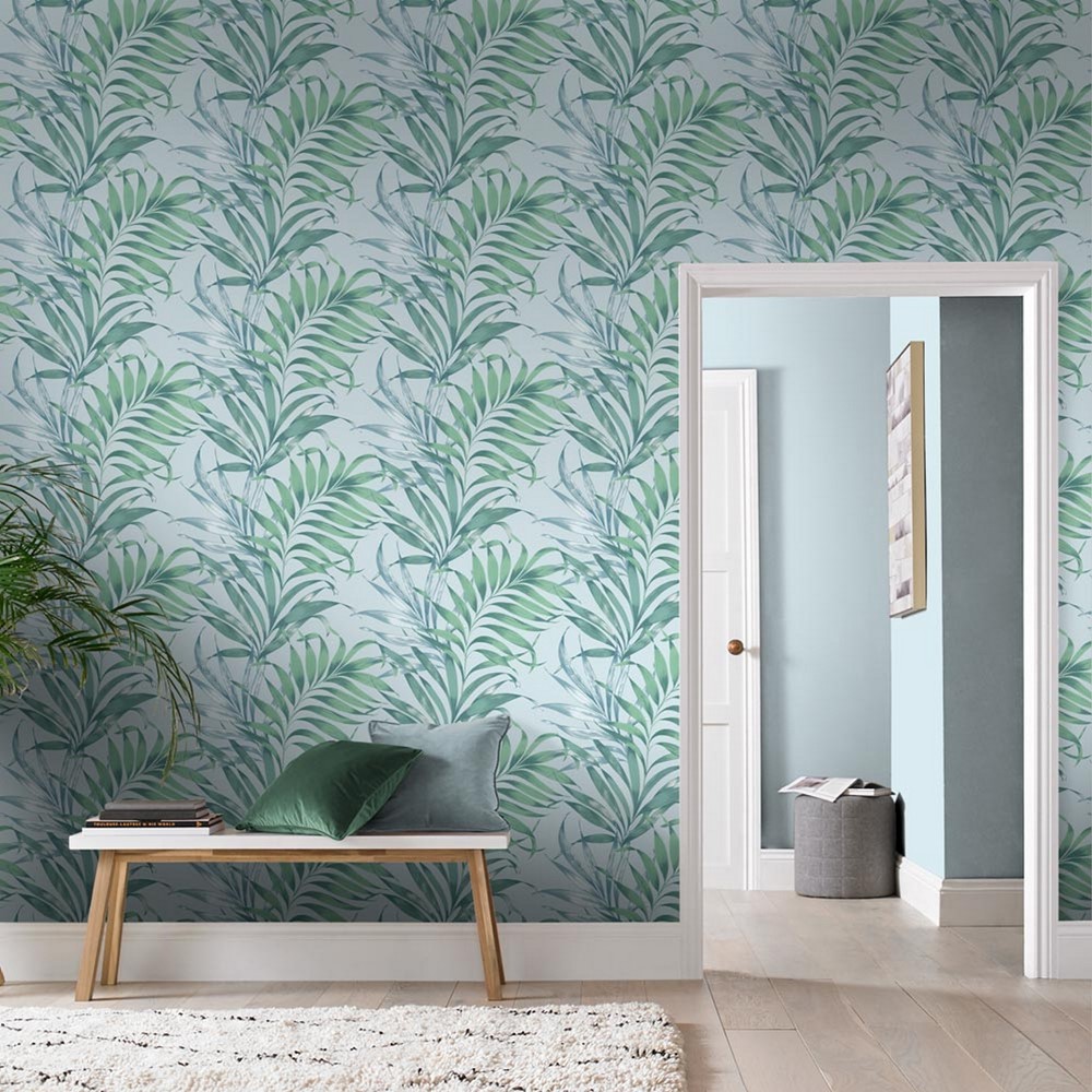 Yasuni Botanical Wallpaper 105658 by Graham & Brown in Sky Blue